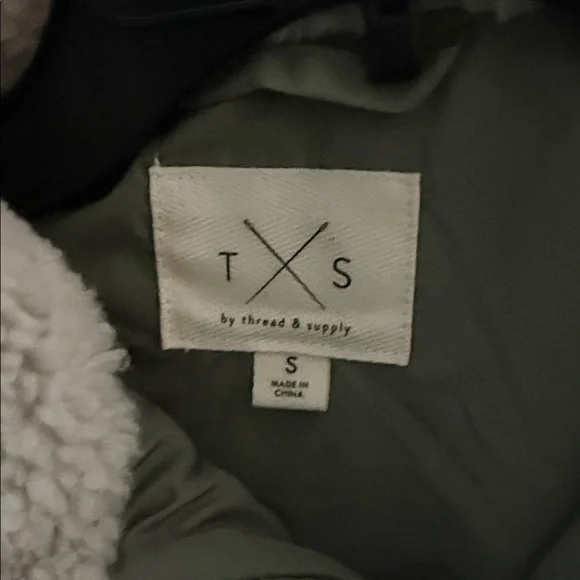 Thread & Supply Cream and Green Teddy Jacket - Picture 3 of 3